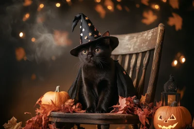 Whimsical Halloween Cat Photo