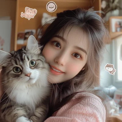 Chinese Girl with Cat