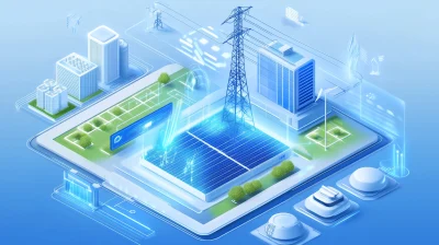 Blue and White Energy Grid Isometric Diagram