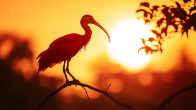 Scarlet Ibis at Sunset