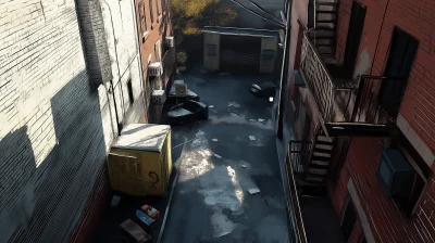 Overhead View Concept Art of Alley Street