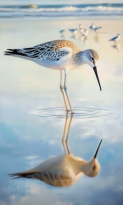 Elegant Sandpiper Oil Painting