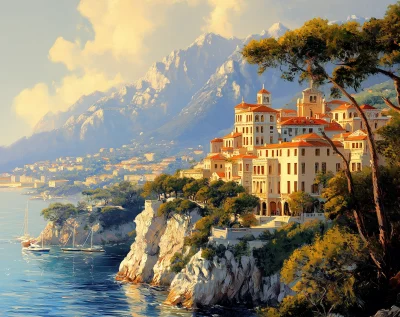 Monaco Coastal Fjords Painting