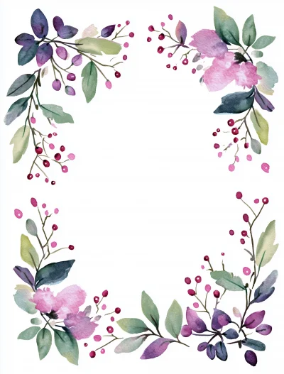 Watercolor Floral Border Frame