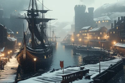 Fantasy Port in Winter