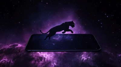 Smartphone in Space Panther Illusion