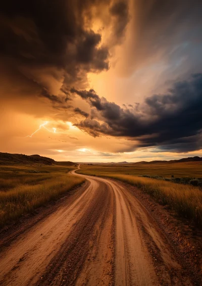 Lone Dog Road Sunset at Wounded Knee