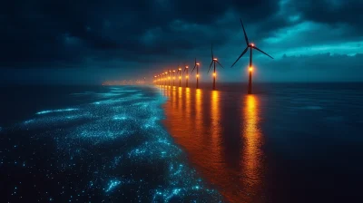 Luminescent Sea at Night