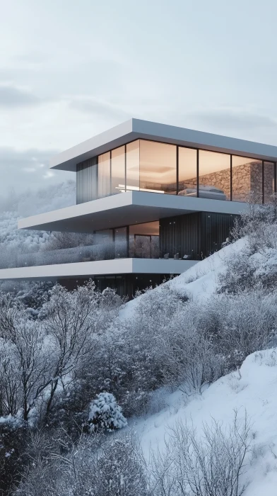 Modern Minimalist Villa on Snowy Hill