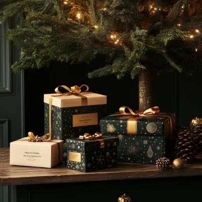 Christmas Gift Sets under Decorated Tree