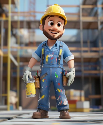 Construction Worker Painter Character Design