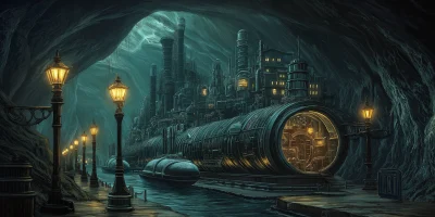 Steampunk City in a Cave