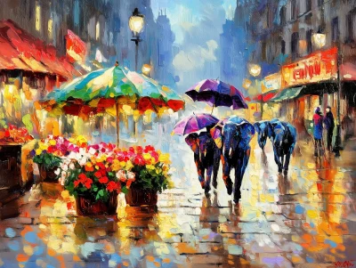 Colorful cityscape painting