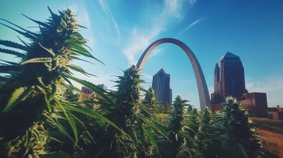 St. Louis Arch with High-Tech Cannabis Sci-Fi Concepts