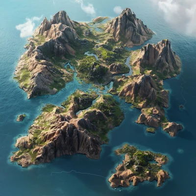 Floating Mountainous Island Map