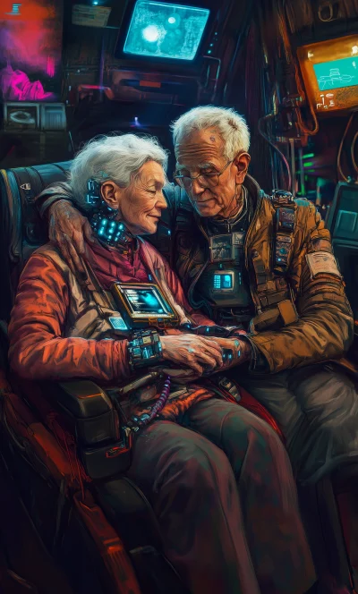 Cyberpunk Elderly Couple