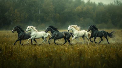 Drone’s Perspective of Running Horses