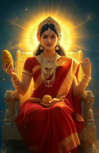 Divine Goddess Shakthi on Throne