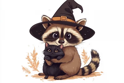 Raccoon with Witch Hat