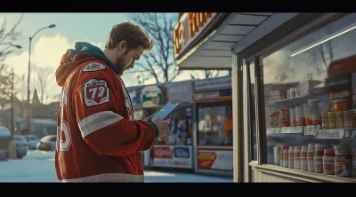 Hockey Fan at Convenience Store