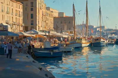 Morning at the Fish Market in Marseilles Harbor