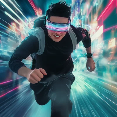 Cyberpunk Teen Running