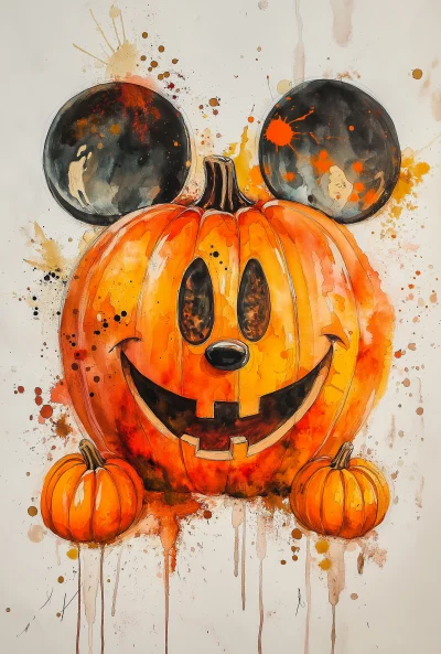 Vintage Pumpkin Watercolor Painting