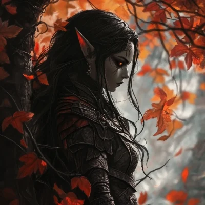 Female Dark Elf Drow in Autumn