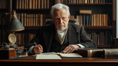 Elderly Politician at Desk