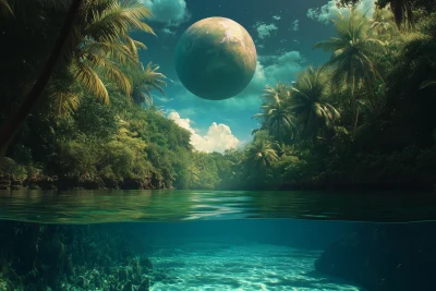 Tropical Lagoon on a Foreign Planet