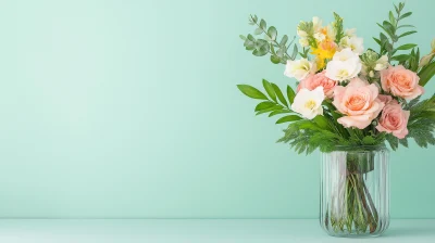 Tropical Flowers in Glass Vase