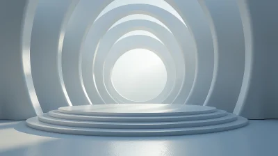 Circular Stage in White Empty Space