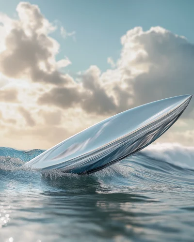 Silver Chrome Surfboard