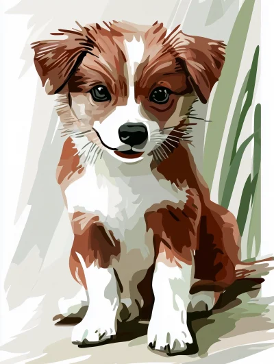 Watercolour Dog on Blank White Background