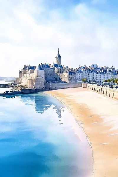 St. Malo Watercolor Painting