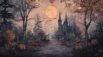 Spooky Halloween Watercolor Painting