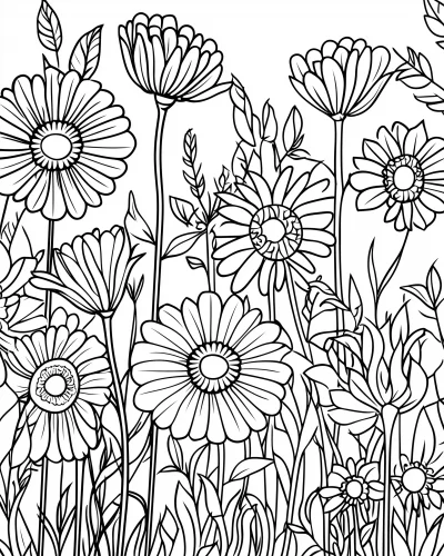 Floral Coloring Book Image