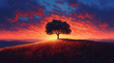 Solitary Tree at Sunset