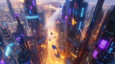 Futuristic Cityscape at Dusk