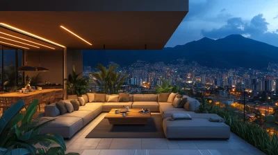 Luxurious Rooftop Terrace at Night