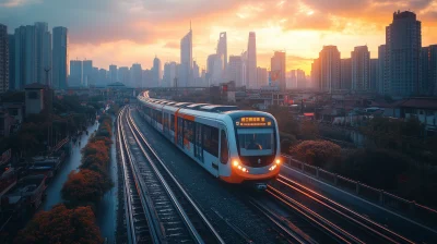 Shanghai Light Rail Aerial Tracking Shot