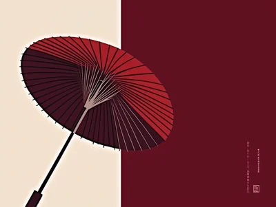 Japanese Red Umbrella Illustration