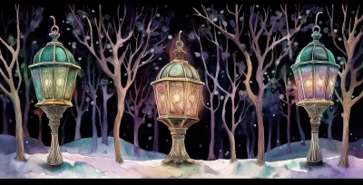 Vintage Lantern Watercolor Illustration