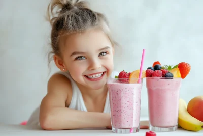 Happy Kid with Smoothies