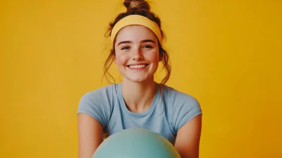 Smiling Fitness Sportswoman in Headband