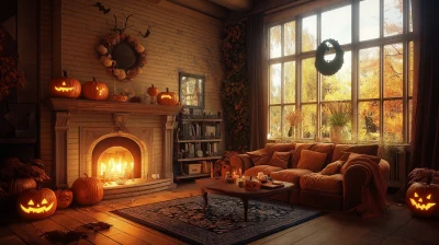 Cozy Halloween Living Room