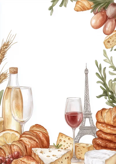 French Cuisine Illustration Border