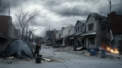 Abandoned Storefronts in 1980s Sci-fi Setting