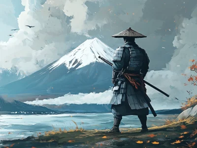 Samurai overlooking Mt. Fuji