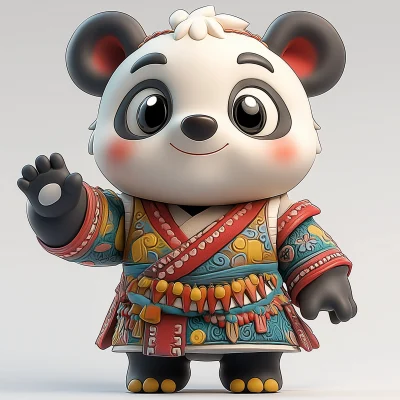 Cute Panda in Tibetan Clothing